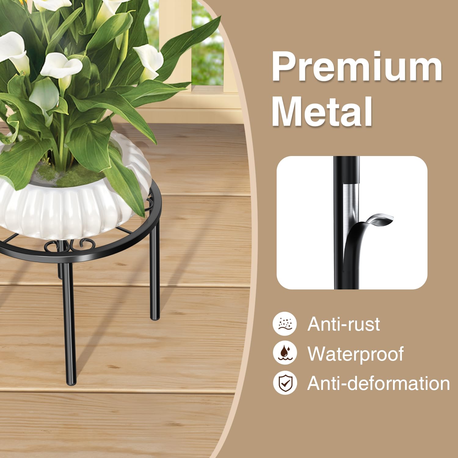 Josmimic 2 Pack Metal Plant Stand 7.9''/20cm Flower Rack Flower